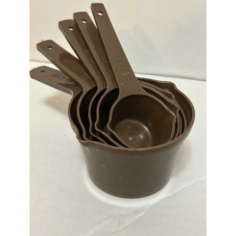 Vintage Lustro Ware Brown Nesting Measuring Cups Set Of 5 Kitchen MCM